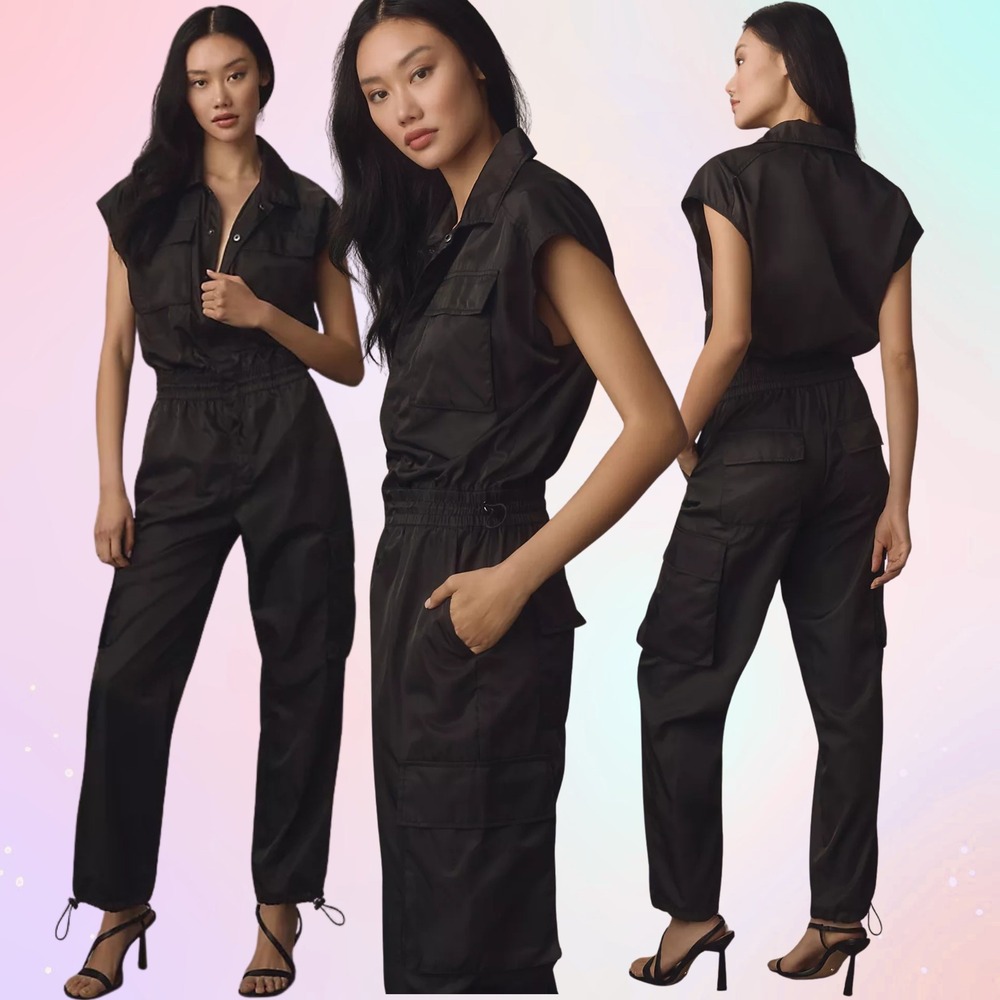 pistola Black Sleeveless Utility Jumpsuit